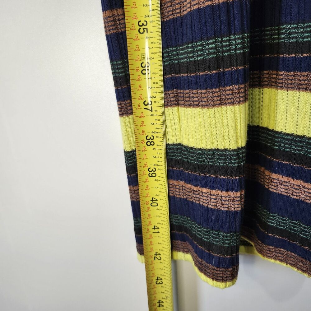Splendid Jungle Stripe Ribbed Midi Dress V-Neck Sleeveless Y2K Womens S - Picture 6 of 10